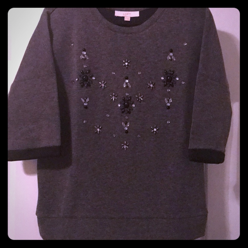 Loft gray sweatshirt with embellishment